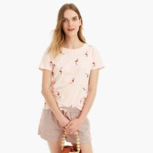 J. Crew Flamingo Embroidered Tee